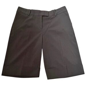 Women’s Dark Grey Office Bermuda Shorts Mid-Rise Flat-Front Zip